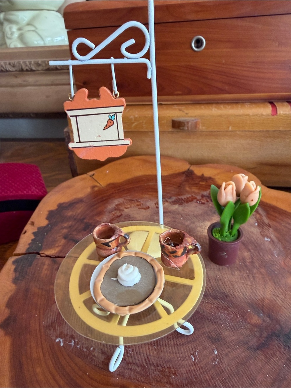 Miniature Orange Kids Kitchen Display Set - Decorative Play Accessory